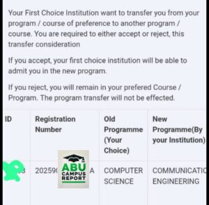 JAMB CAPS transfer approval