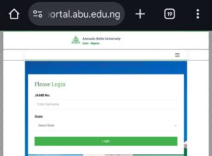 ABU Post UTME login page
