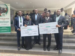 ABU Students pose with prize won at ECOWAS Court of Justice Moot Court Competition