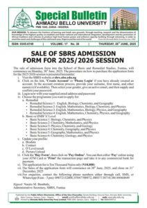 ABU SBRS admission bulletin 2025